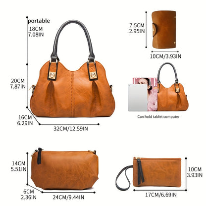 Zoe - Vintage 4-Piece Leather Bag Set