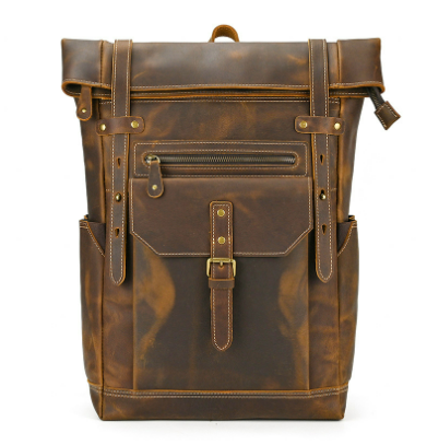 Norma - Retro Leather Rolltop Backpack