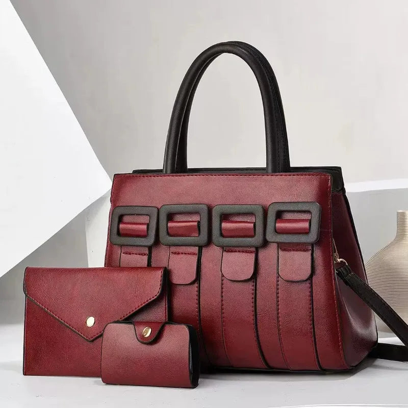 Zoe - Luxurious Statement 3-Piece Leather Bag Set