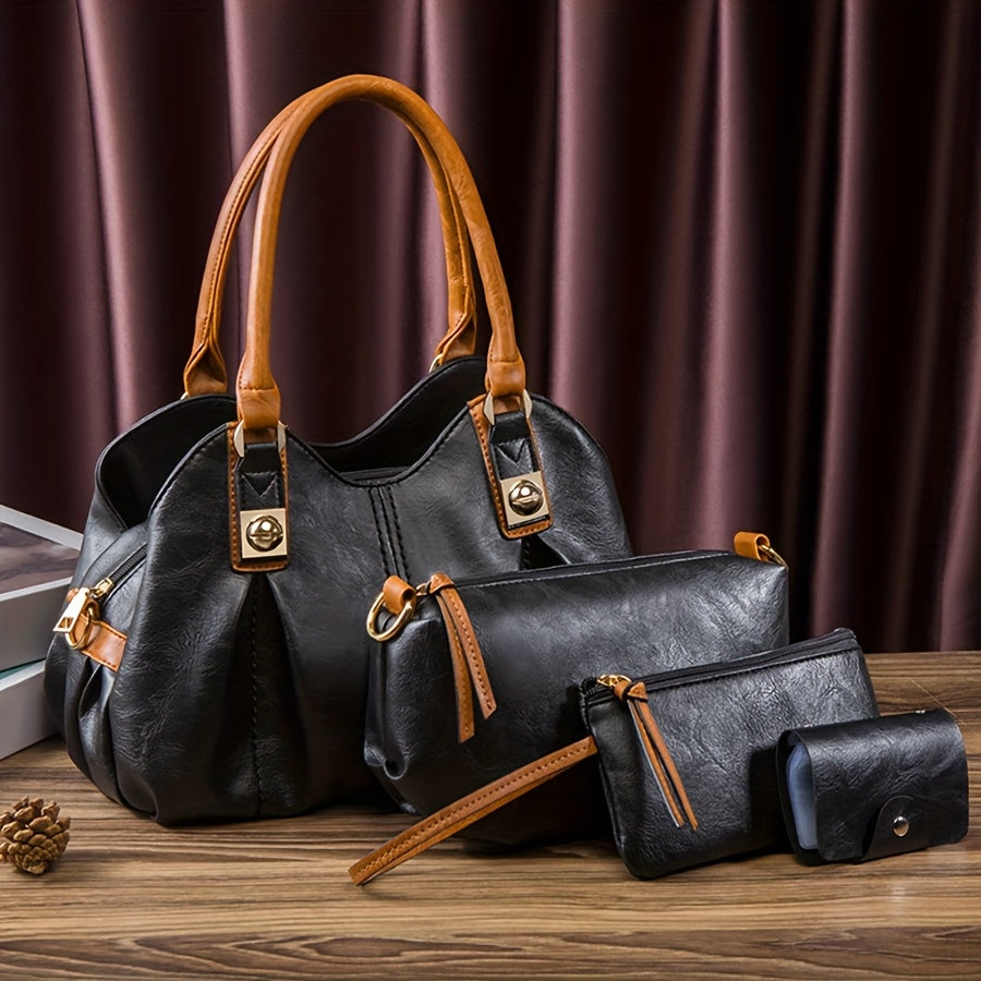 Zoe - Vintage 4-Piece Leather Bag Set